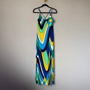Silvergate Retro Abstract Resortwear Maxi Dress Size M